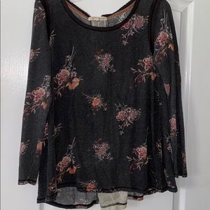 Rewind Black Floral witl Lace Back Top